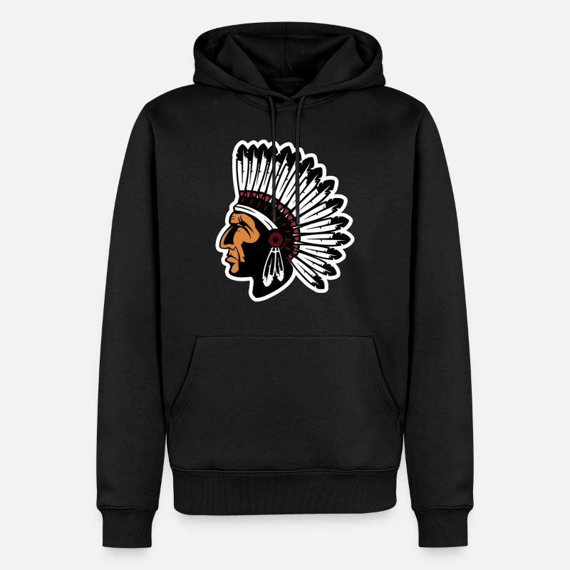 chef indien amérindien apache - Sweat à capuche Premium bio Homme - noir