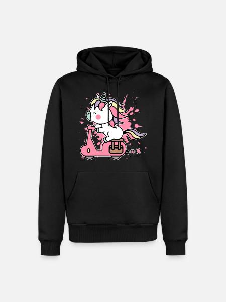Motorrad Einhorn - Männer Premium Bio Hoodie - Schwarz