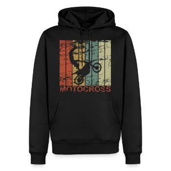 Motocross retro - Dirtbike, Motorrad, Biker - Männer Premium Bio Hoodie - Schwarz - Vorne - Nico (187cm)
