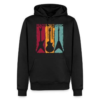 Gitarre Retro Vintage - Männer Premium Bio Hoodie - Schwarz - Vorne - Nico (187cm)