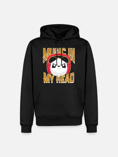 Musik Panda Kopfhörer - Männer Premium Bio Hoodie - Schwarz