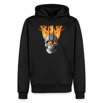 tête de mort feu - Sweat à capuche Premium bio Homme - noir - Devant - Nico (187cm)
