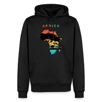 Africa - Felpa con cappuccio ecologica premium da uomo - nero - Fronte - Nico (187cm)