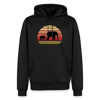 Retro Sonnenuntergang Elefanten - Männer Premium Bio Hoodie - Schwarz - Vorne - Nico (187cm)