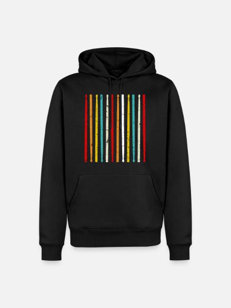 Retro Drumsticks Drum Drums Batteur - Sweat à capuche Premium bio Homme - noir