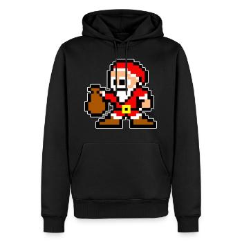 Noël Père Noël Père Noël Noël - Sweat à capuche Premium bio Homme - noir - Devant - Nico (187cm)