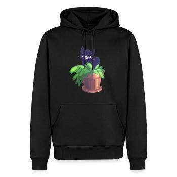 Katze in einem Blumentopf. - Männer Premium Bio Hoodie - Schwarz - Vorne - Nico (187cm)