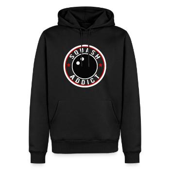 squash süchtig addict - Männer Premium Bio Hoodie - Schwarz - Vorne - Nico (187cm)