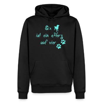 Chien disant turquoise - Sweat à capuche Premium bio Homme - noir - Devant - Nico (187cm)
