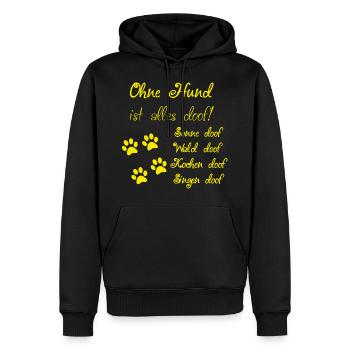 Hunde Spruch gelb - Männer Premium Bio Hoodie - Schwarz - Vorne - Nico (187cm)