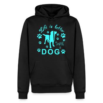 Hunde Motiv türkis - Männer Premium Bio Hoodie - Schwarz - Vorne - Nico (187cm)