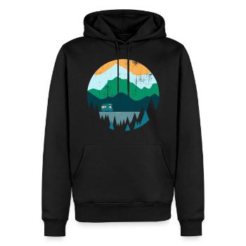 Reisefieber Camper Berge Natur Souvenir Geschenk - Männer Premium Bio Hoodie - Schwarz - Vorne - Nico (187cm)
