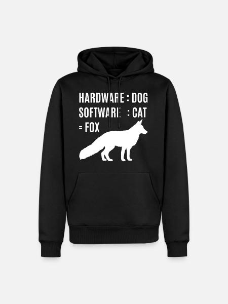 Fuchs Hardware Hund Software Katze - Männer Premium Bio Hoodie - Schwarz