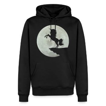 Einhorn Mondschein T-Shirt - Männer Premium Bio Hoodie - Schwarz - Vorne - Nico (187cm)