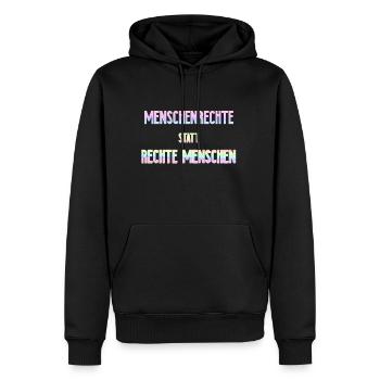 Droits de l’homme | L’idée de cadeau contre les nazis Antifa - Sweat à capuche Premium bio Homme - noir - Devant - Nico (187cm)