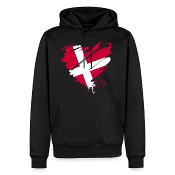 Dänemark Skandinavien Europa EU Flagge Herz hygge - Männer Premium Bio Hoodie - Schwarz - Vorne - Nico (187cm)
