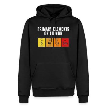 Tableau périodique des chimistes - Sweat à capuche Premium bio Homme - noir - Devant - Nico (187cm)