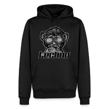 Musique techno singe mélodie concert instrument de musique - Sweat à capuche Premium bio Homme - noir - Devant - Nico (187cm)