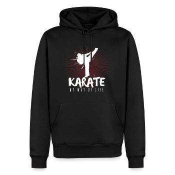 karaté - Sweat à capuche Premium bio Homme - noir - Devant - Nico (187cm)