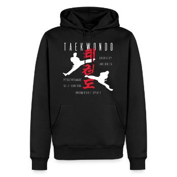 Taekwondo Kampfkunst Kampfsport Geschenk Dobok - Männer Premium Bio Hoodie - Schwarz - Vorne - Nico (187cm)