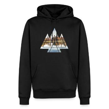 Géométrie extérieure Nature du paysage - Sweat à capuche Premium bio Homme - noir - Devant - Nico (187cm)