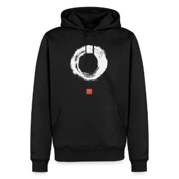 EnsoKraft Enso Weiß - Männer Premium Bio Hoodie - Schwarz - Vorne - Nico (187cm)