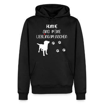 Chiens doux en disant - Sweat à capuche Premium bio Homme - noir - Devant - Nico (187cm)