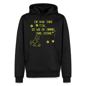 Motif chats et chiens - Sweat à capuche Premium bio Homme - noir - Devant - Nico (187cm)