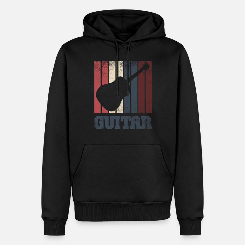 guitare - Sweat à capuche Premium bio Homme - noir