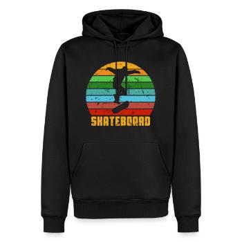 Skateboard vintage vintage des années 80 - Sweat à capuche Premium bio Homme - noir - Devant - Nico (187cm)