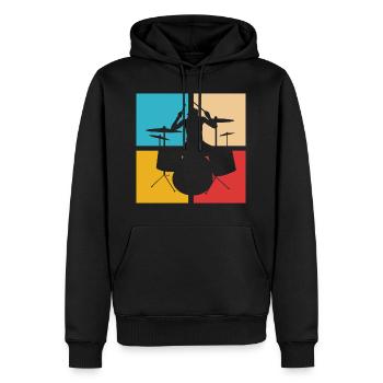 Drums Schlagzeug Retro Vintage Schlagzeuger - Männer Premium Bio Hoodie - Schwarz - Vorne - Nico (187cm)