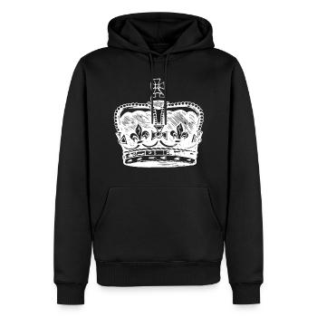 Couronne roi reine reine roi royal - Sweat à capuche Premium bio Homme - noir - Devant - Nico (187cm)