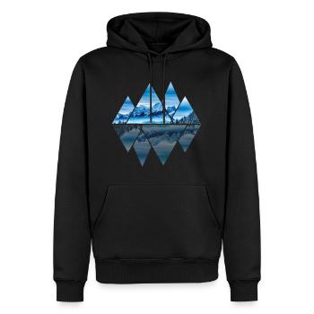 Montagnes, glace, neige, glacier, géométrie, nature - Sweat à capuche Premium bio Homme - noir - Devant - Nico (187cm)
