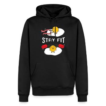 Oeuf au plat dans la salle de gym - Sweat à capuche Premium bio Homme - noir - Devant - Nico (187cm)