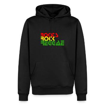 ROOTS ROCK REGGAE,Rastafari,Bob,Marley,Jamaica - Männer Premium Bio Hoodie - Schwarz - Vorne - Nico (187cm)