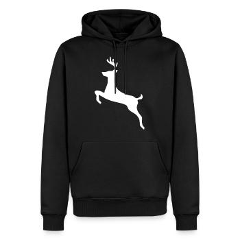 Hirsch Winter Motiv Weihnachten Geschenk TShirt - Männer Premium Bio Hoodie - Schwarz - Vorne - Nico (187cm)