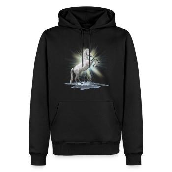 Chemise des chevaux - cheval blanc , moisissure - Sweat à capuche Premium bio Homme - noir - Devant - Nico (187cm)