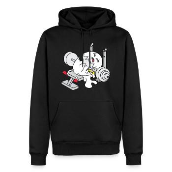 Egg Bench Press Cracked Egg Muscles Gym - Men’s Premium Organic Hoodie - black - Front - Nico (187cm)