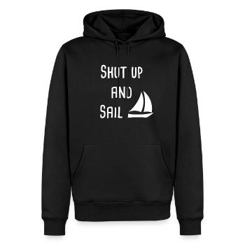Shut up and sail segeln segelboot - Männer Premium Bio Hoodie - Schwarz - Vorne - Nico (187cm)
