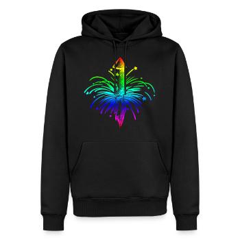 Nouvel An coloré feu d'artifice rocket sparkle ciel - Sweat à capuche Premium bio Homme - noir - Devant - Nico (187cm)