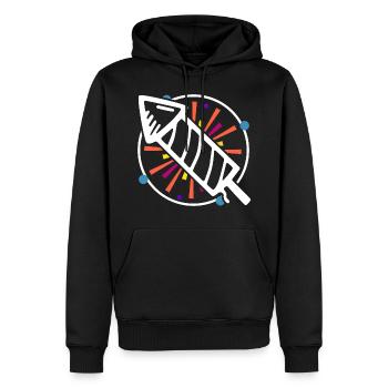 Silvester Rakete - Männer Premium Bio Hoodie - Schwarz - Vorne - Nico (187cm)