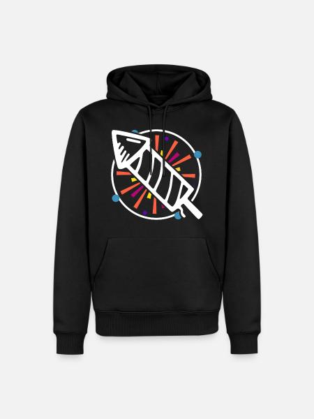 Silvester Rakete - Männer Premium Bio Hoodie - Schwarz
