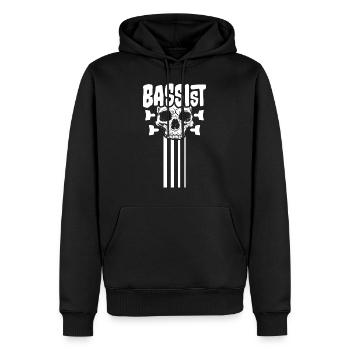 bassiste - Sweat à capuche Premium bio Homme - noir - Devant - Nico (187cm)