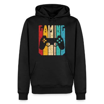 Gaming Retro Gamer Jeux en ligne Manette Contrôleur - Sweat à capuche Premium bio Homme - noir - Devant - Nico (187cm)