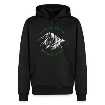 berge mountains spruch outdoor - Männer Premium Bio Hoodie - Schwarz - Vorne - Nico (187cm)