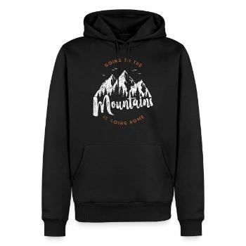 Les montagnes à la maison - Sweat à capuche Premium bio Homme - noir - Devant - Nico (187cm)