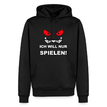 Ich will nur spielen Horror Gesicht Geschenk - Männer Premium Bio Hoodie - Schwarz - Vorne - Nico (187cm)