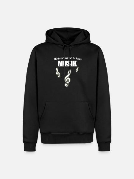 Musik - Wo kein Herz ist, ist keine Musik - Männer Premium Bio Hoodie - Schwarz