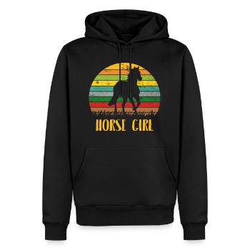 Horse Girl Pferde Reiten Reiterin Retro Vintage - Männer Premium Bio Hoodie - Schwarz - Vorne - Nico (187cm)
