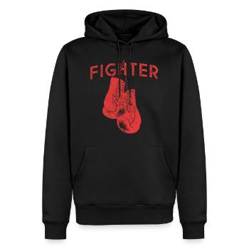 gants de boxe combattant de sport - Sweat à capuche Premium bio Homme - noir - Devant - Nico (187cm)